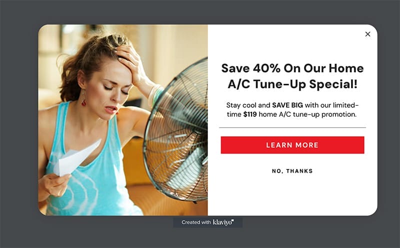 hvac exit-intent offer